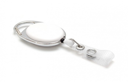 1460071 - Zip rétractable Blanc avec accroche métal nickele 