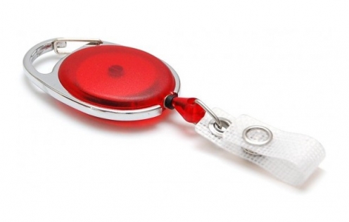 1460076- Zip rétractable Rouge Translucide avec accroche métal nickele