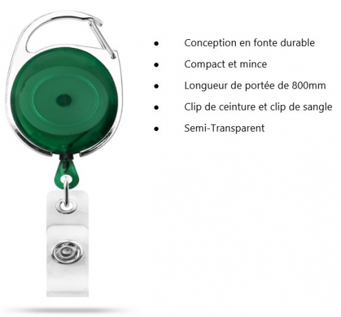 AC217D-ST-GR- Zip rétractable Vert Translucide avec accroche ceinture  - Vue 3