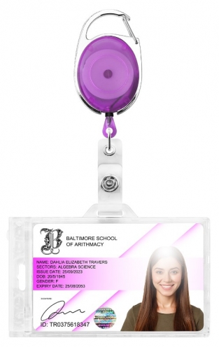 AC217D-ST-PU - Zip rétractable Violet Translucide avec accroche ceinture - Vue 2