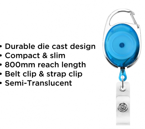 AC217D-ST-RB - Zip rétractable Bleu Translucide avec accroche ceinture - Vue 3