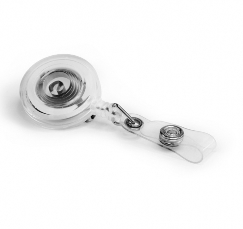 AC217E-ST-CL - Enrouleur de Badge Yo-Yo Jazz Transparent avec Sangle - Pack de 100