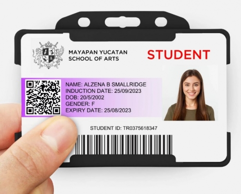 YA302-L-BK - Porte-Badge Rigide Noir - Biodégradable Bulldog 86x54 perforation oblongue 2 rondes - 1 FACE  - Vue 2