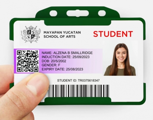 YA302-L-GR - Porte-Badge Rigide Vert Biodégradable Bulldog 86x54 perforation oblongue 2 rondes - 1 FACE  - Vue 2