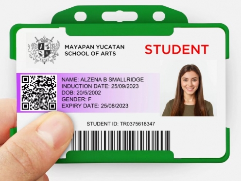 YA302-L-LGR - Porte-Badge Rigide Vert Clair Biodégradable Bulldog 86x54 perforation oblongue 2 rondes - 1 Face  - Vue 2