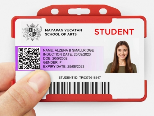 YA302-L-RD - Porte-Badge Rigide Rouge Biodégradable Bulldog 86x54 perforation oblongue 2 rondes - 1 FACE  - Vue 2