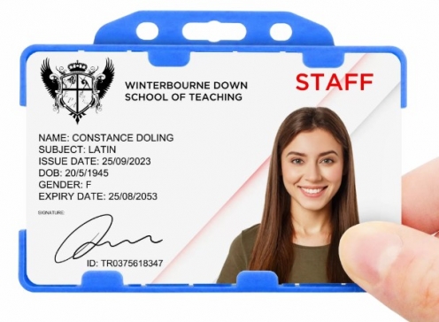 YA302-L-SB-AM(D) - Porte-Badge Bleu Ciel Antimicrobien Bulldog 86x54  - DOUBLE FACE - Vue 2