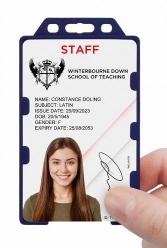 YA302-P-NB(D) - Porte-badge Bleu Marine Biodégradable Bulldog  86x54 - DOUBLE FACE - Vue 2