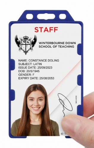 YA302-P-RB(D) - Porte-badge Bleu Roi Biodégradable Bulldog  86x54 - DOUBLE FACE - Vue 2