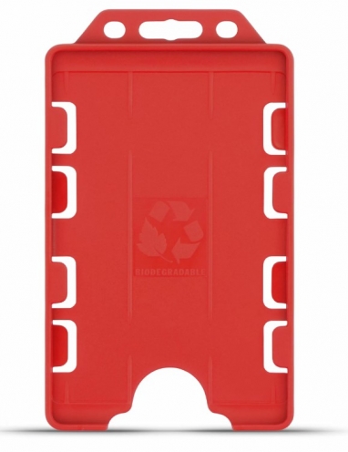 YA302-P-RD(D) - Porte-badge Rouge Biodégradable Bulldog 86x54 - DOUBLE FACE