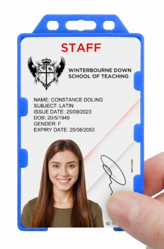 YA302-P-SB(D) - Porte-badge Bleu Ciel Biodégradable Bulldog 86x54 - DOUBLE FACE - Vue 2