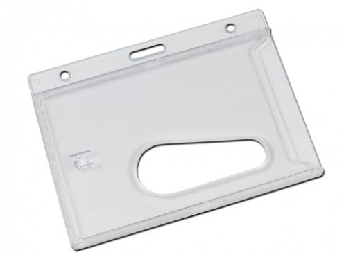 YA306-L - Porte-Badge Crystal avec Fente d'Éjection 86x54mm perforation oblongue 2 rondes