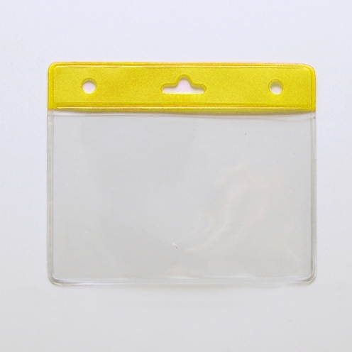 1453054 -  Porte-badges souple 86x54 perforation 1 oblongue clip 2 rondes chaînette cordon