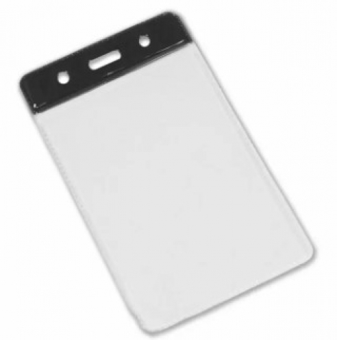 YA301-P-BK - Porte-badges Noir souple 86x54 perforation oblongue 