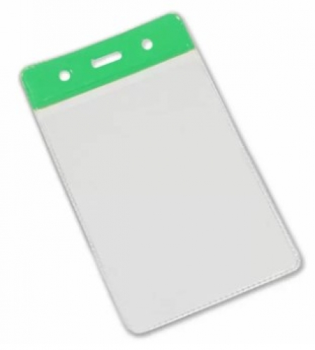 YA301-P-GR - Porte-badges Vert souple 86x54 perforation oblongue  