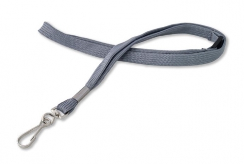 1437247- Tour de cou Gris  Mousqueton métal et rupture sécuritaire Bague métal 
