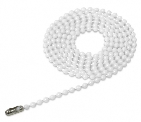 AC210-W - Chaîne en Plastique Blanche avec Perles de 2,4 mm - Longueur de 75 cm - Pack de 100