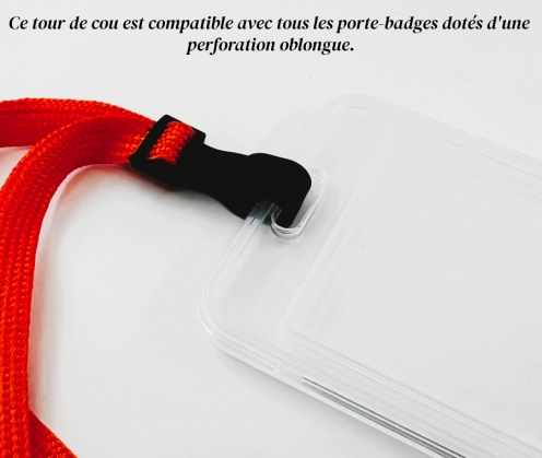 AC228-PK - Tour de cou Rose Recyclés 10mm avec Clip Plastique  - Vue 2