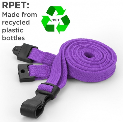 AC228-PU - Tour de cou Violet Recyclés 10mm avec Clip Plastique 