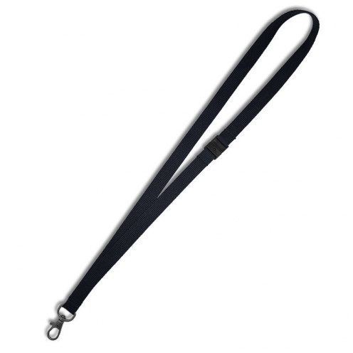 Cordon tour de cou sécurisé écologique 15 mm avec attache en métal sans nickel – Noir