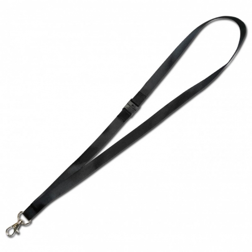 1437396 - Tour de cou sécurisé 15mm plat satiné noir avec crochet métal