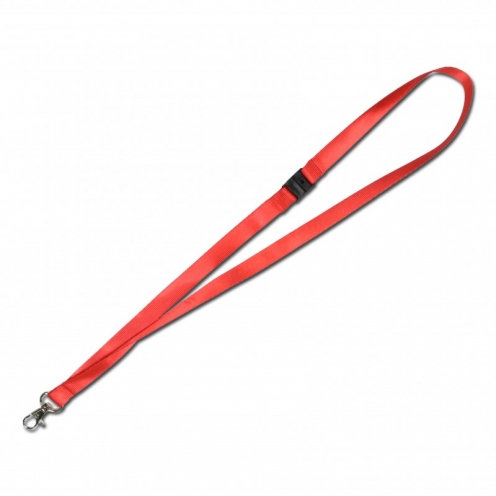 1437394 - Tour de cou plat satiné Rouge avec crochet métal et rupture sécuritaire