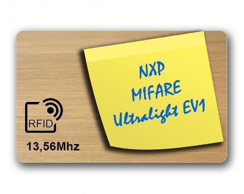 Carte RFID en bois de chêne avec puce MIFARE Ultralight EV1