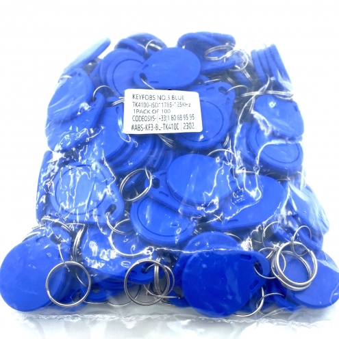 Porte-clés d'identification triangle arrondi bleu RFID TK4100 125khz - Vue 3