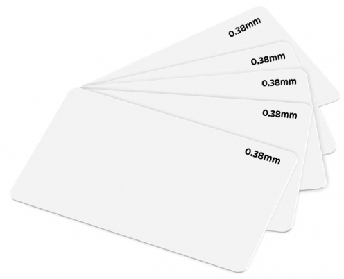104523-215 - Cartes PVC Blanches Zebra CR80 - 0,38 mm - Lot de 500 