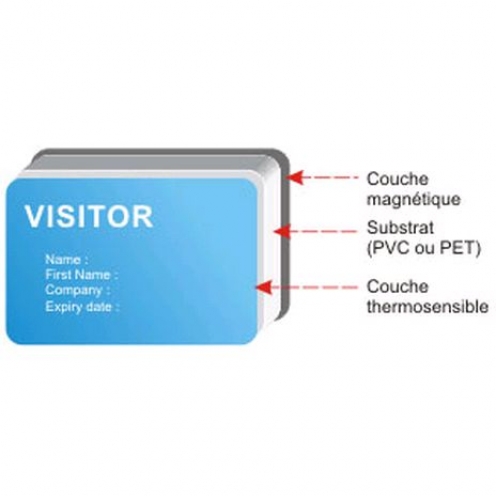 Carte PVC Blanche 0.76mm réinscriptible bleue Evolis