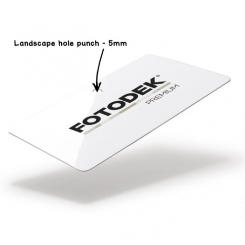 Carte PVC blanche premium avec trou 5 mm orientation paysage FOTODEK WF76
