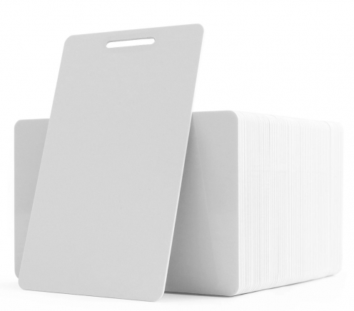 PVC1-PS - Carte PVC Blanche 0.76mm avec perforation oblongue verticale