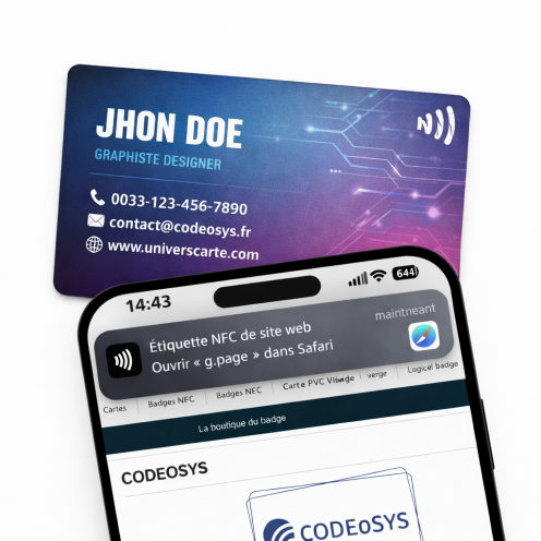 Carte de Visite NFC en PVC - Recto seul - Lot de 2 