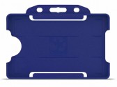 YA302-L-RB - Porte-Badge Rigide Bleu Roi Biodégradable Bulldog 86x54 perforation oblongue 2 rondes - 1 FACE 