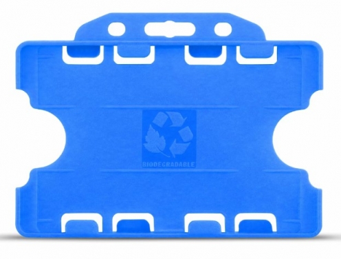 YA302-L-SB(D) - Porte-Badge Bleu Ciel Biodégradable Bulldog - Double Face