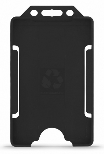 YA302-P-BK - Porte-Badge Noir Biodégradable Bulldog 86x54 - 1 FACE - Portrait