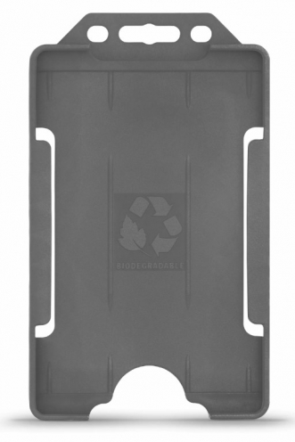 YA302-P-GY- Porte-Badge Gris Biodégradable Bulldog 86x54 - 1 FACE - Portrait