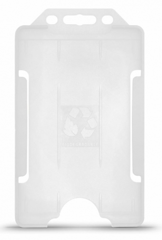 YA302-P-N - Porte-Badge dépoli Biodégradable Bulldog 86x54  - 1 FACE - Portrait