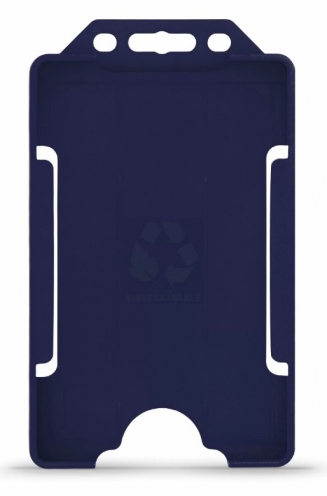 YA302-P-NB- Porte-Badge Bleu Marine Biodégradable Bulldog 86x54 - 1 FACE - Portrait