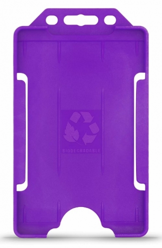 YA302-P-PU - Porte-Badge Violet Biodégradable Bulldog 86x54 - 1 FACE - Portrait
