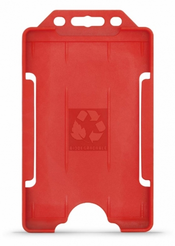 YA302-P-RD - Porte-Badge Rouge Biodégradable Bulldog 86x54 - 1 FACE - Portrait