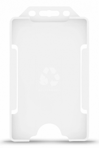 YA302-P-W - Porte-Badge Blanc Biodégradable Bulldog 86x54 - 1 FACE - Portrait 