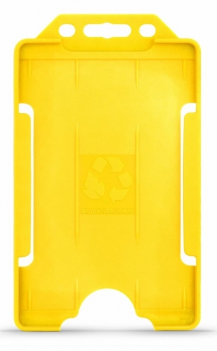YA302-P-YL - Porte-Badge Jaune Biodégradable Bulldog 86x54 - 1 FACE - Portrait 