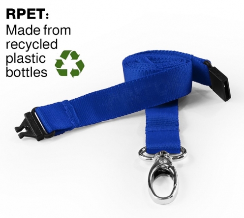 AC222-SB-MLC - Tour de cou Bleu Ciel Recyclé 15mm  Plat avec Clip Métallique - Pack de 100