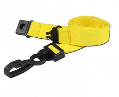 AC222-YL - Tour de cou Jaune Recyclé 15mm Plat avec Clip en Plastique en J