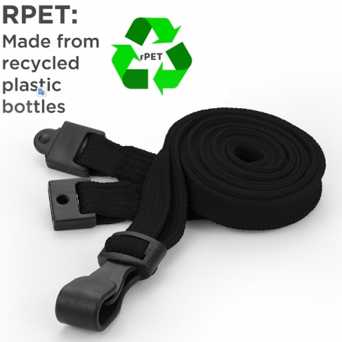 AC228-BK - Tour de cou Noir Recyclés 10mm avec Clip Plastique 