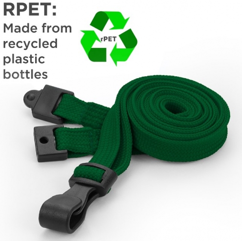 AC228-GR - Tour de cou Vert Recyclés 10mm avec Clip Plastique 