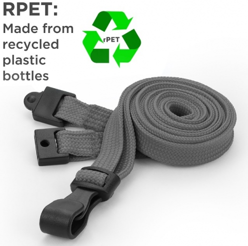 AC228-GY - Tour de cou Gris Recyclés 10mm avec Clip Plastique  