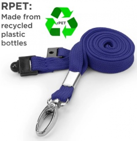 AC228-MB-MLC - Tour de cou Bleu Pâle Recyclé 10mm avec Clip Métal et rupture sécuritaire - Pack de 100