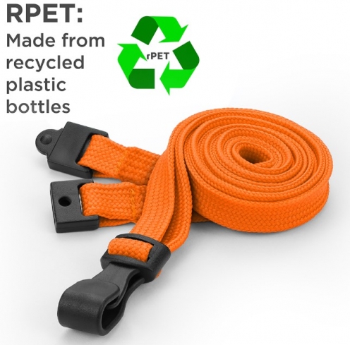 AC228-OR - Tour de cou Orange Recyclés 10mm avec Clip Plastique  